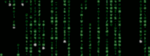 Green letters falling down the screen a la The Matrix